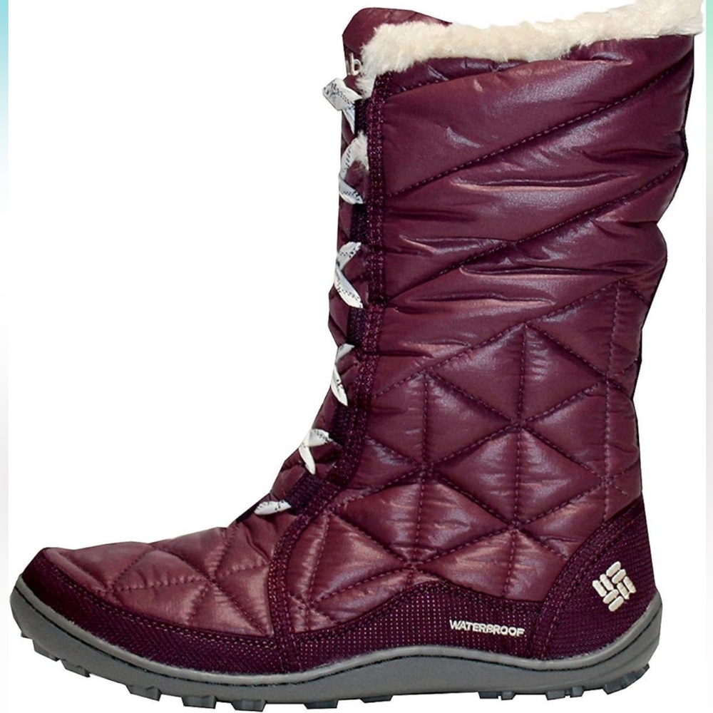 Columbia Burgandy/Maroon Powder Summit II Mid Waterproof Snow Boots. Size 7.